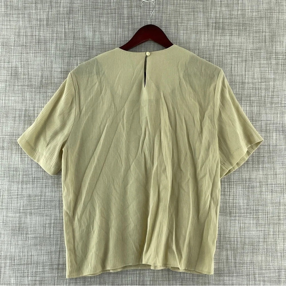 Ali Miles Petites *no tags* Short Sleeve semi-transpatent cream blouse 9384 - Picture 2 of 7